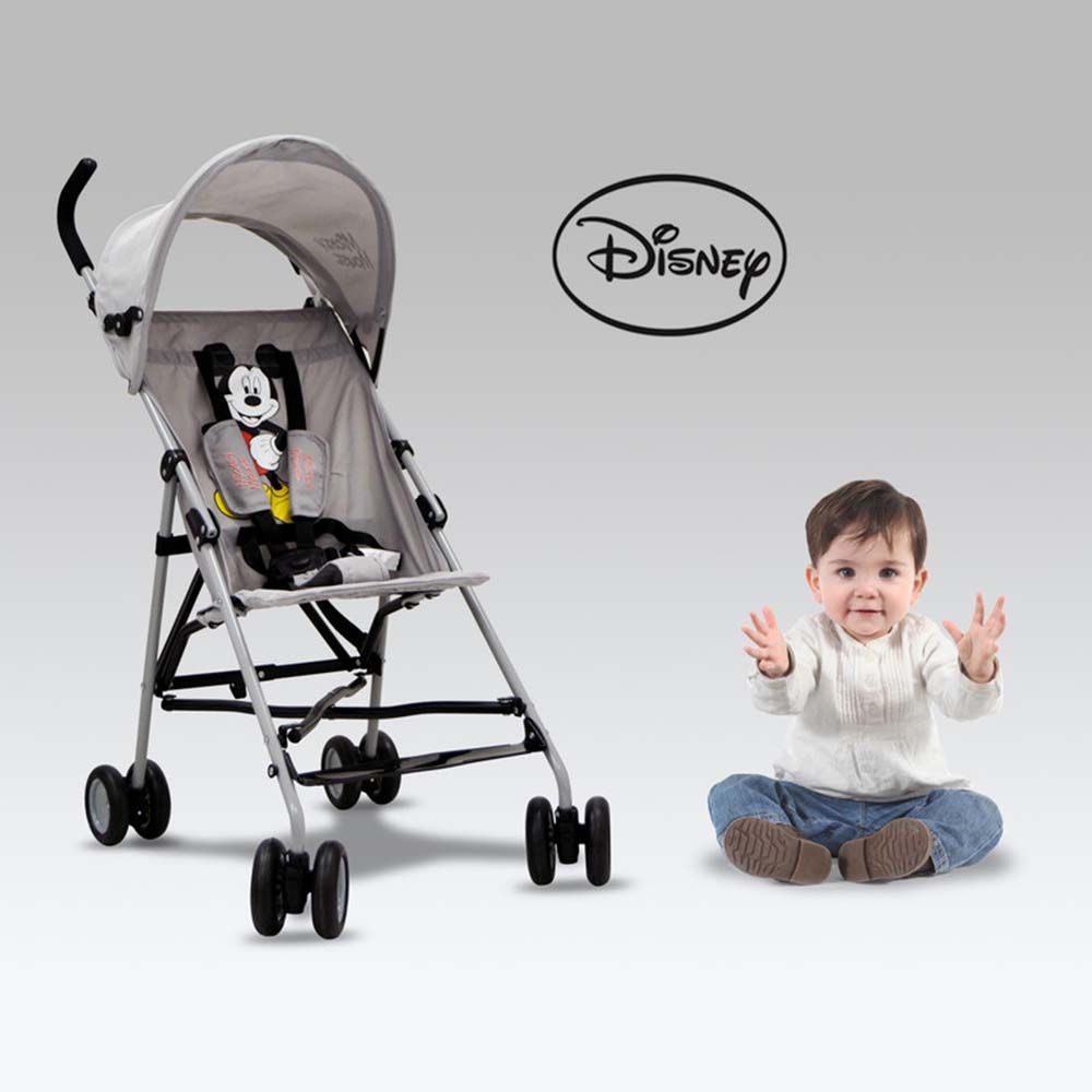 Disney - Mickey Mouse Umbrella Stroller w/Carry Strap - Grey