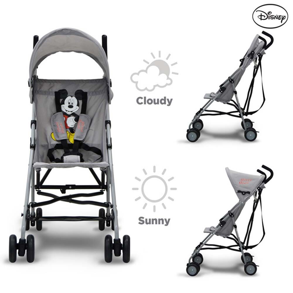 Disney - Mickey Mouse Umbrella Stroller w/Carry Strap - Grey