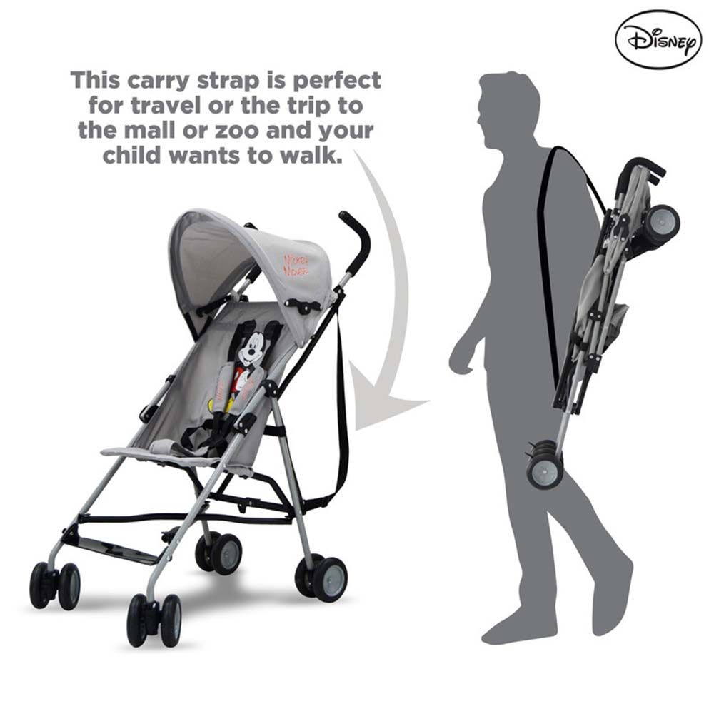 Disney - Mickey Mouse Umbrella Stroller w/Carry Strap - Grey