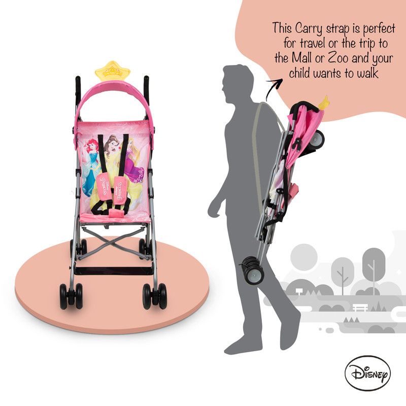 Disney - Princess 3D Crown Lightweight Buggy Stroller - Light Pink