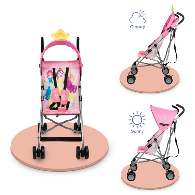 Disney - Princess 3D Crown Lightweight Buggy Stroller - Light Pink