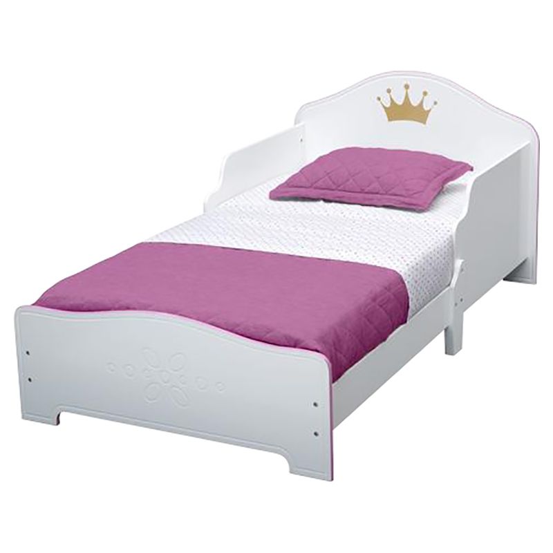 Delta Children Princess Crown Wood Toddler Bed, White/Pink