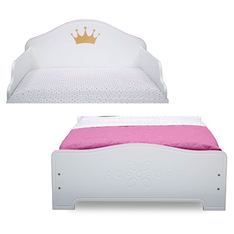 Delta Children Princess Crown Wood Toddler Bed, White/Pink