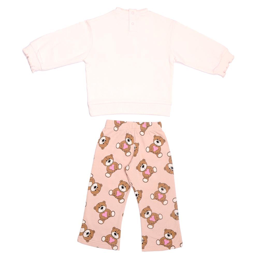 Aiko - 2pc-Set - Kids Sweat Top & Wide Leg Pants - Beige