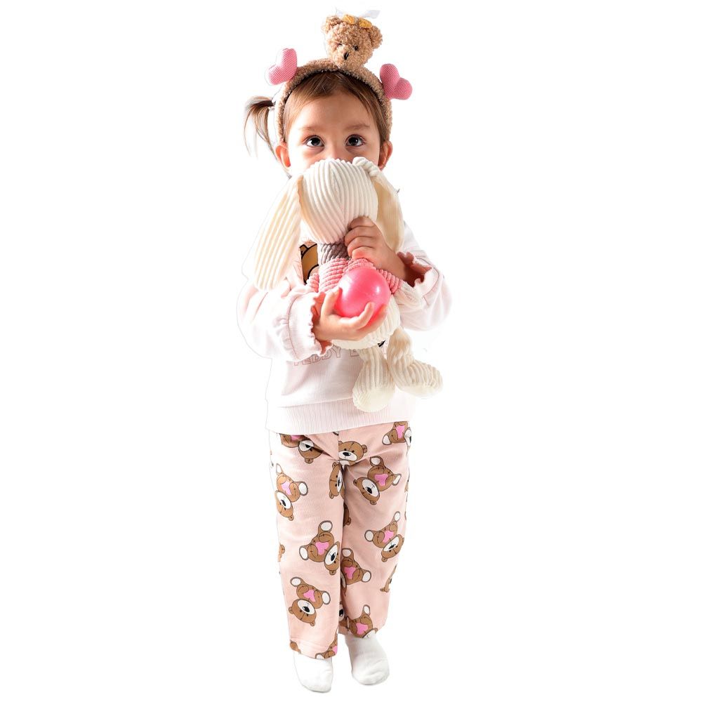 Aiko - 2pc-Set - Kids Sweat Top & Wide Leg Pants - Beige