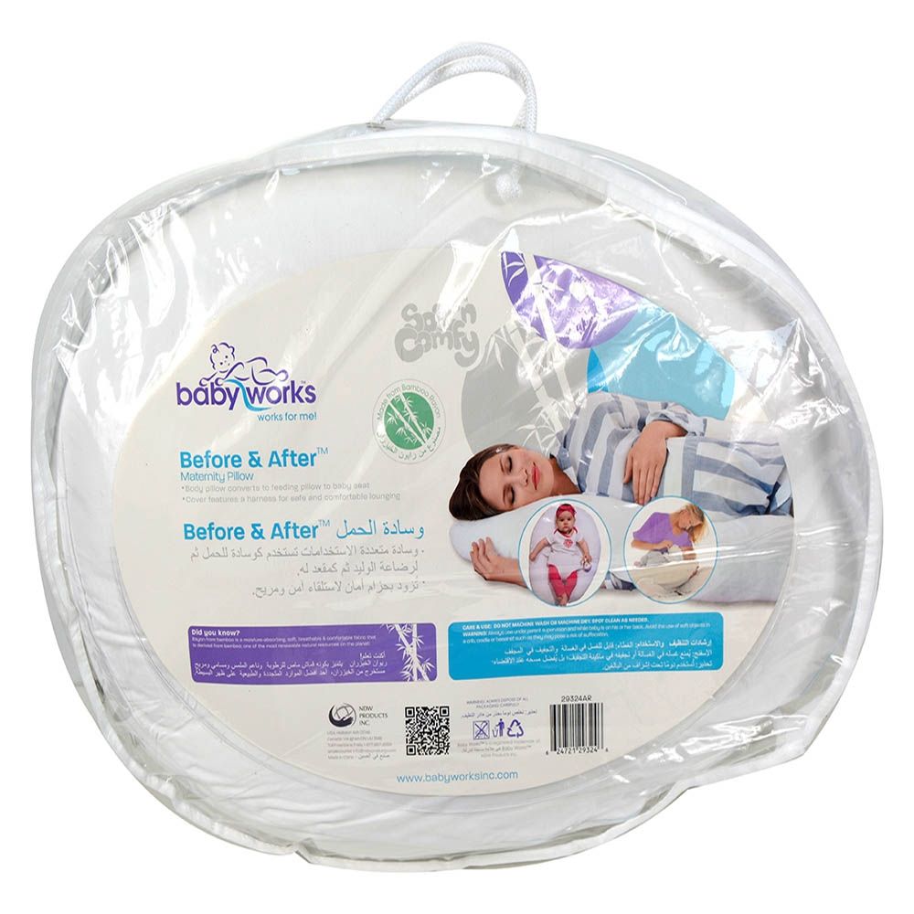 Babyworks - Before & After Pregnancy Pillow - White