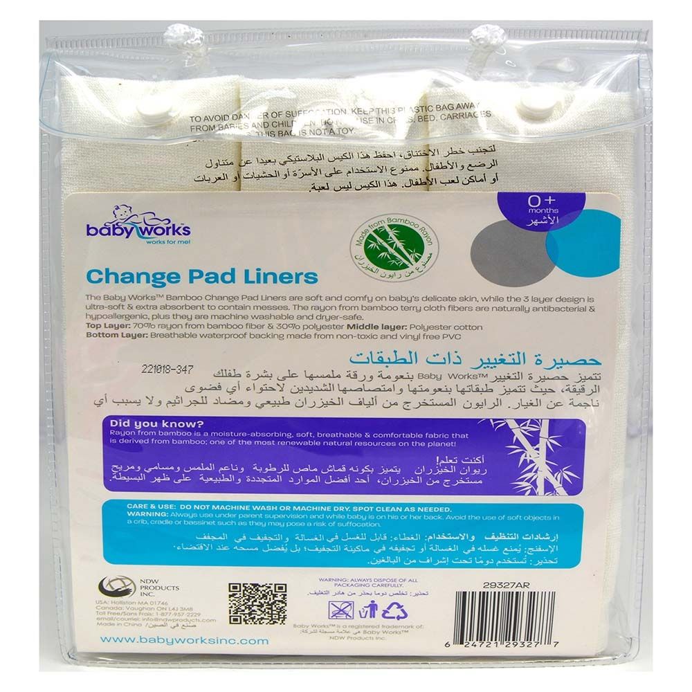 Babyworks - Bamboo Change Pad Liners - White