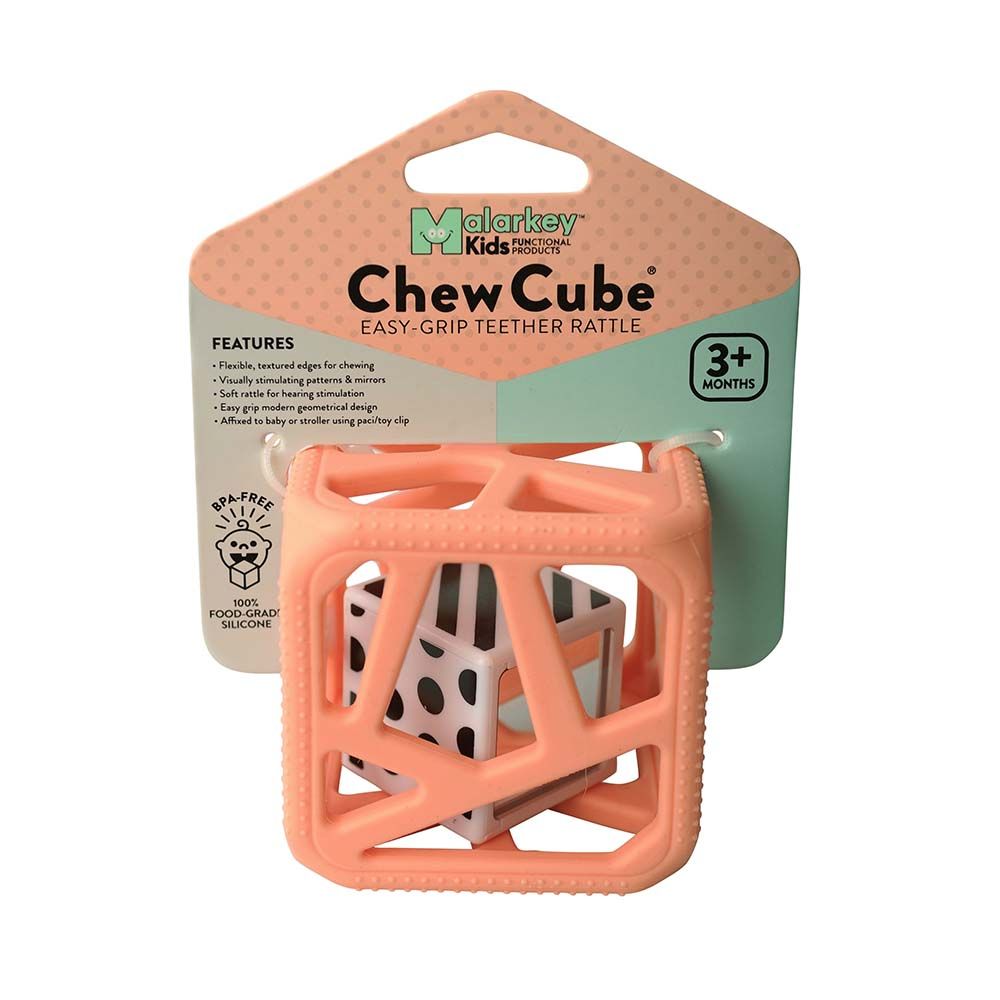 Chew Cube - Easy-Grip Teether Rattle - Peachy Pink