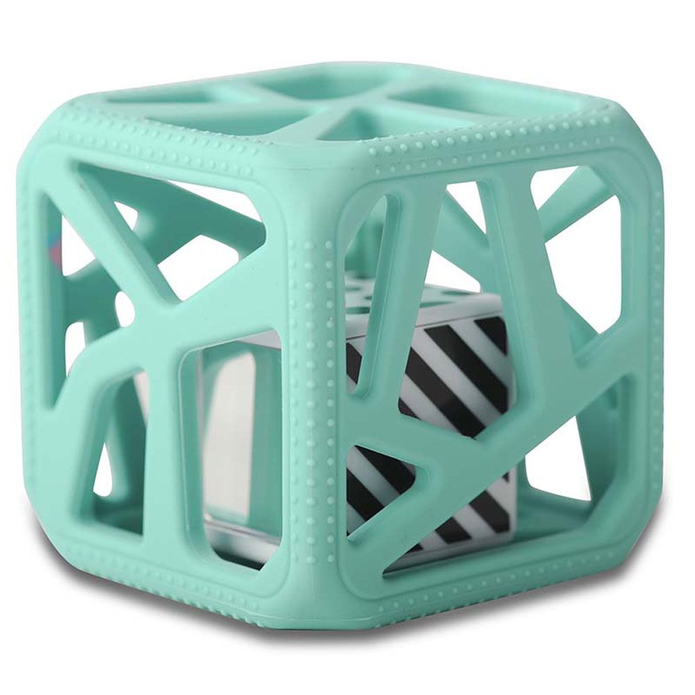 Chew Cube - Easy-Grip silicone Teether Rattle - Mint Green