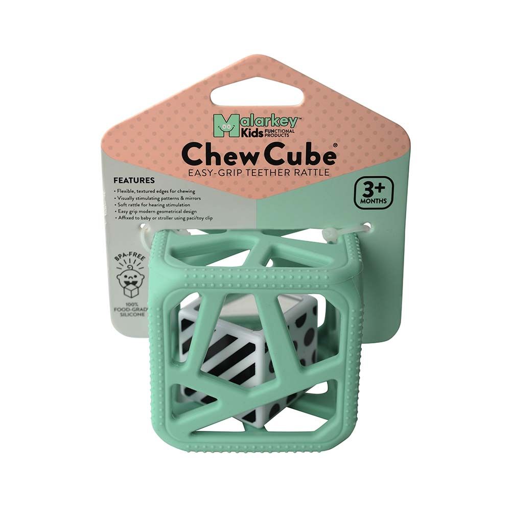 Chew Cube - Easy-Grip silicone Teether Rattle - Mint Green