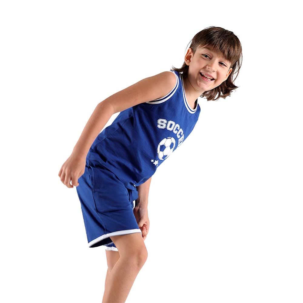 Aiko - Kids Sporty Vest & Shorts - Navy Blue