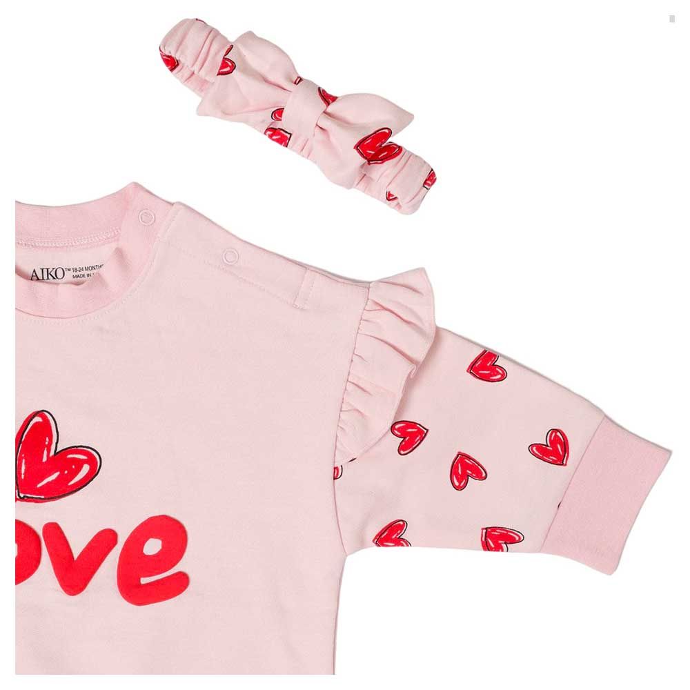 Aiko - Baby Bodysuit W/Headband - Pink