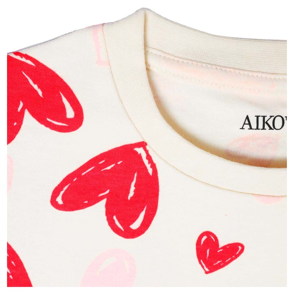 Aiko - 2pc-Set - Girls Heart Print T-Shirt & Pyjama