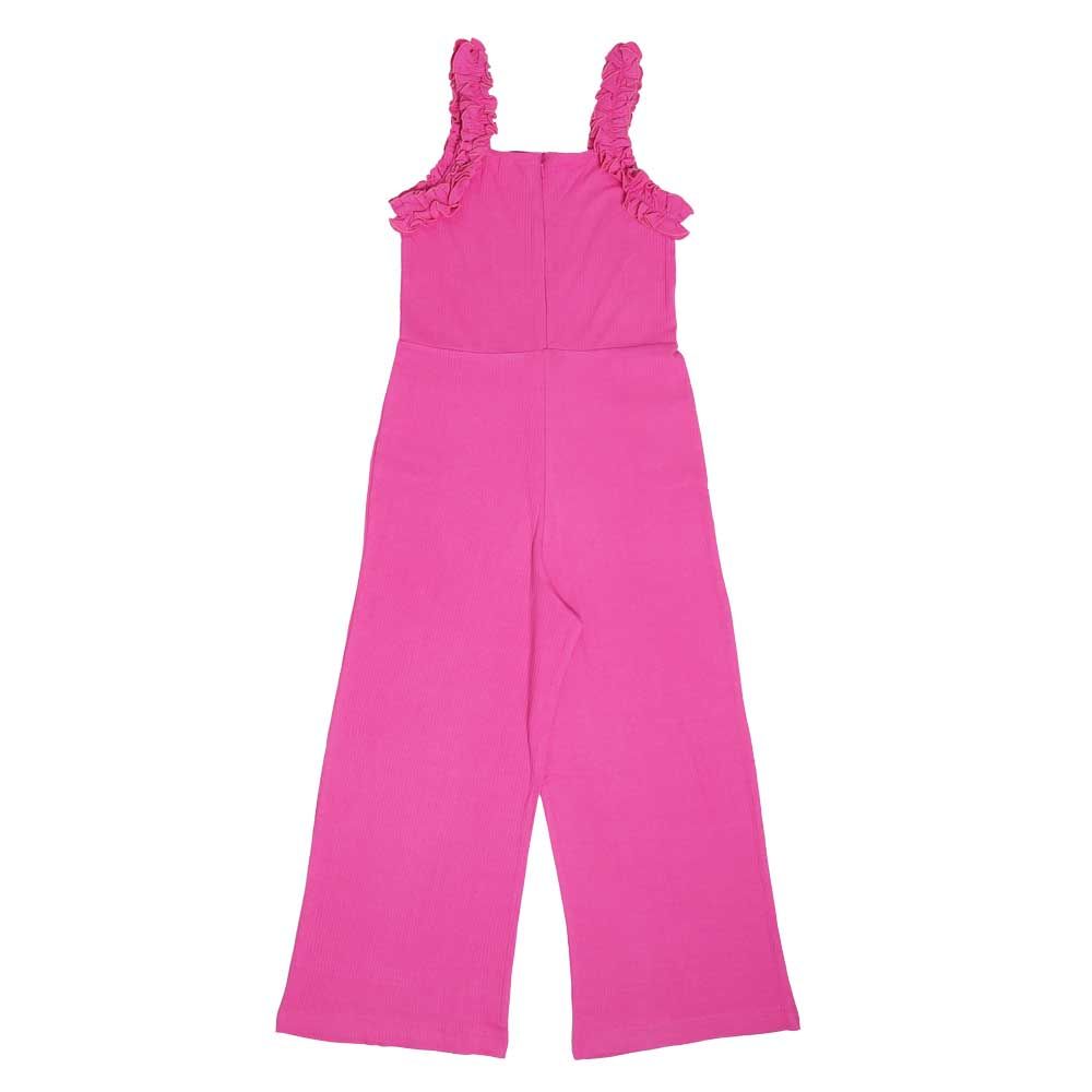 Aiko - Girls Rib Fabric Jumpsuit - Pink