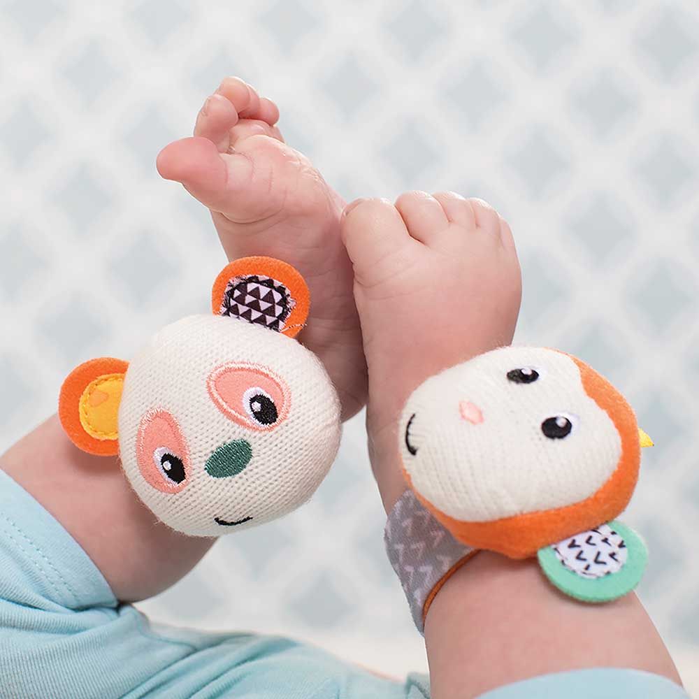 Infantino - Wrist Rattles 1pc - Monkey/Panda - Design May Vary