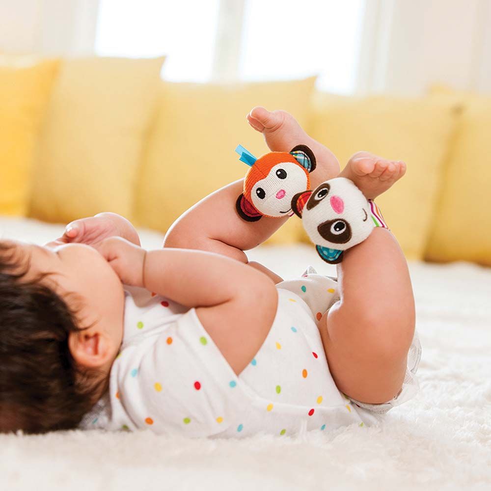 Infantino - Wrist Rattles 1pc - Monkey/Panda - Design May Vary