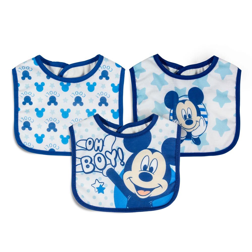 Disney - Mickey Cotton Bibs 3pcs - Blue