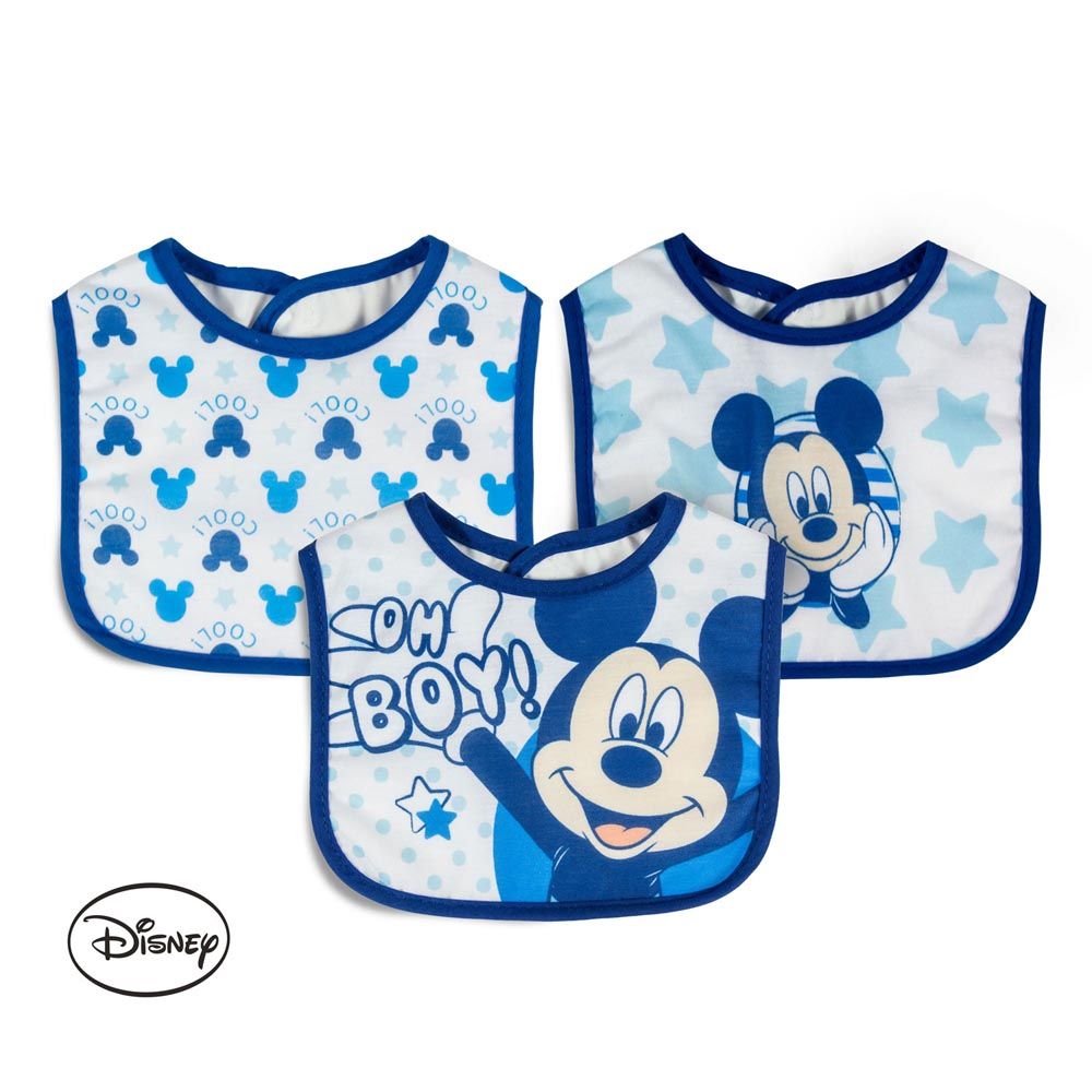 Disney - Mickey Cotton Bibs 3pcs - Blue