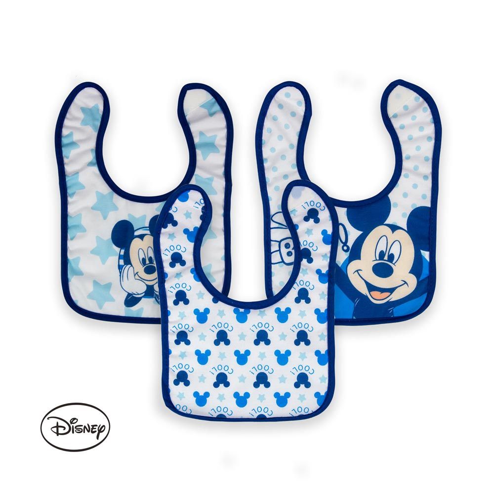 Disney - Mickey Cotton Bibs 3pcs - Blue