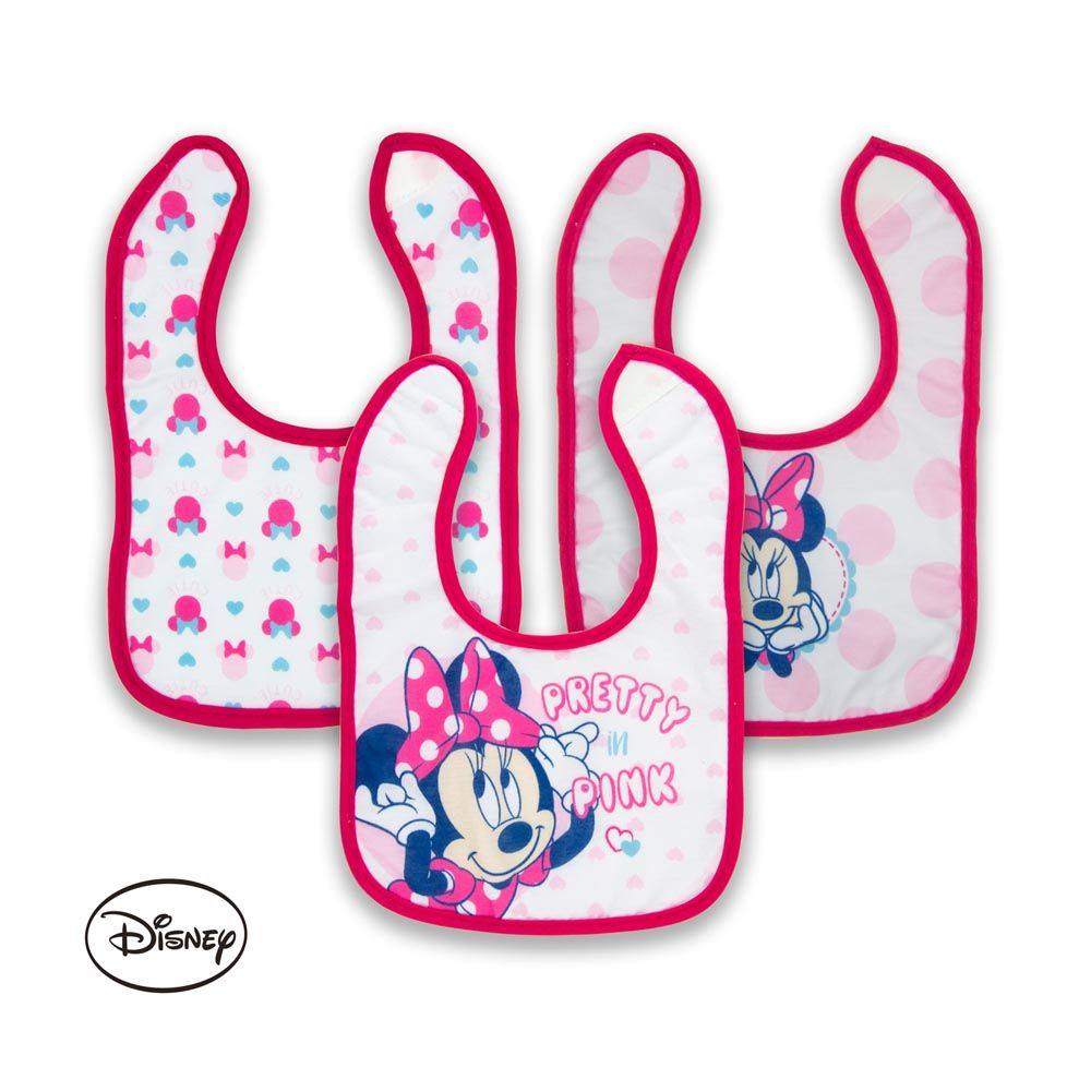 Disney - Minnie Cotton Bibs 3pcs - Pink