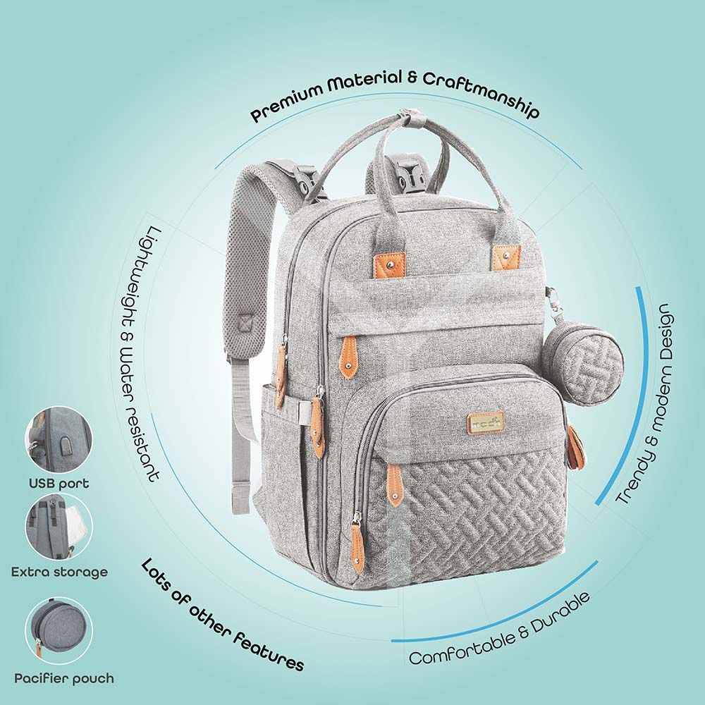 MOON - Kary Me Diaper Bag Backpack - Light Grey