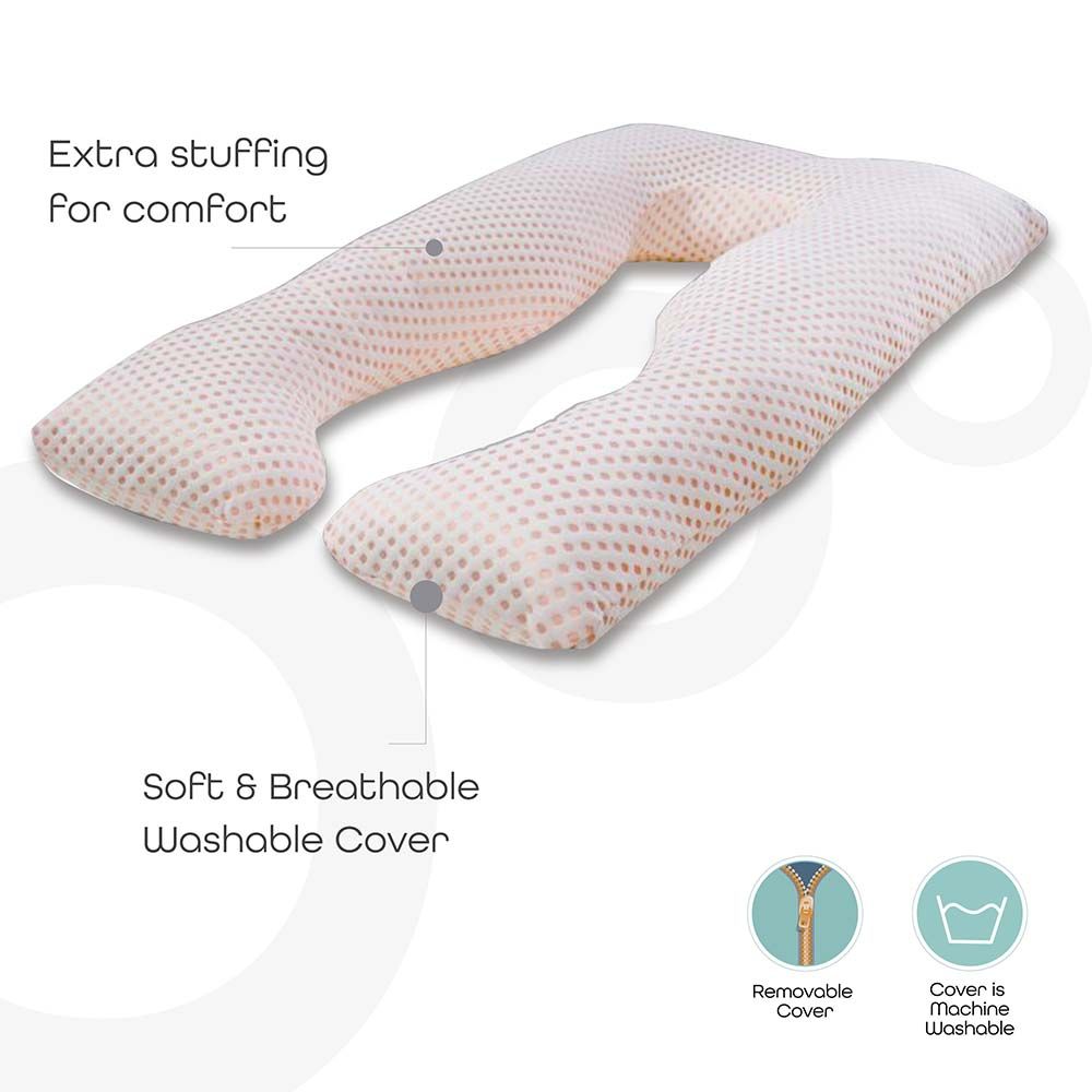 MOON - Full Body Pregnancy U-Shaped Pillow - Pink