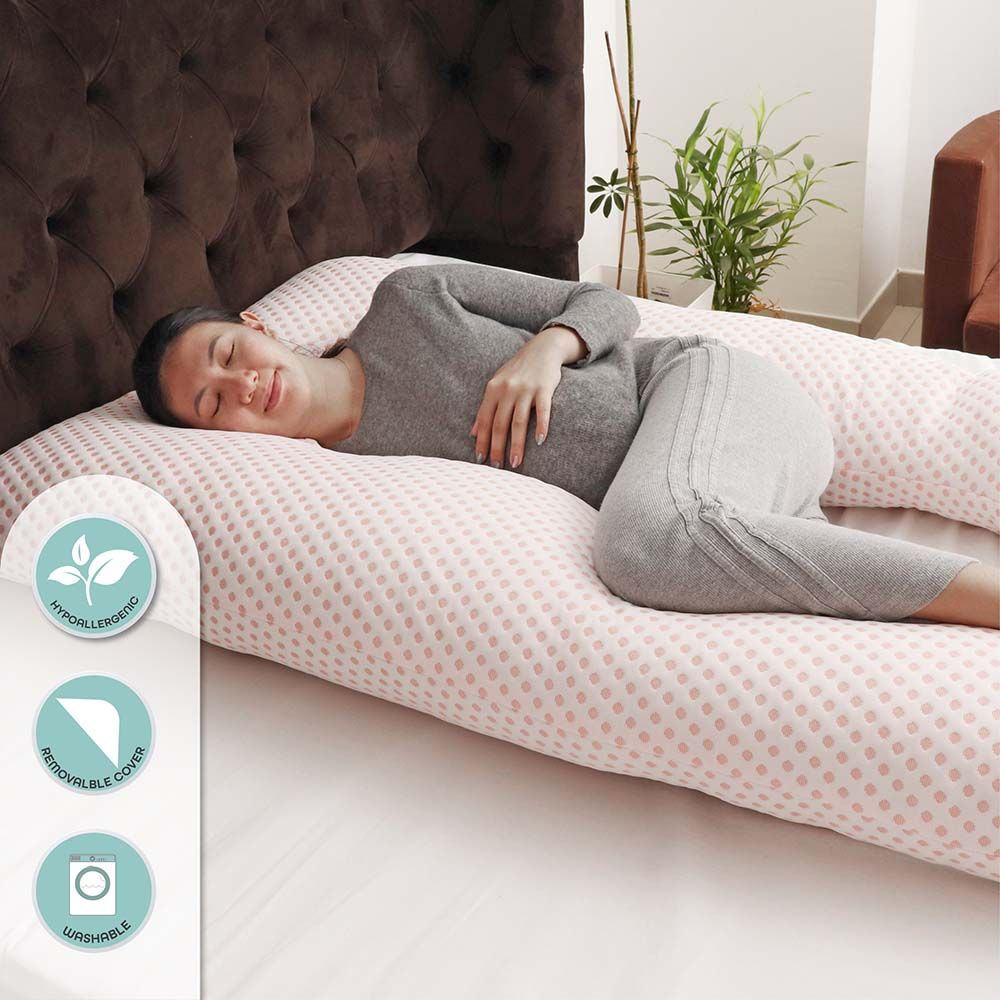 MOON - Full Body Pregnancy U-Shaped Pillow - Pink