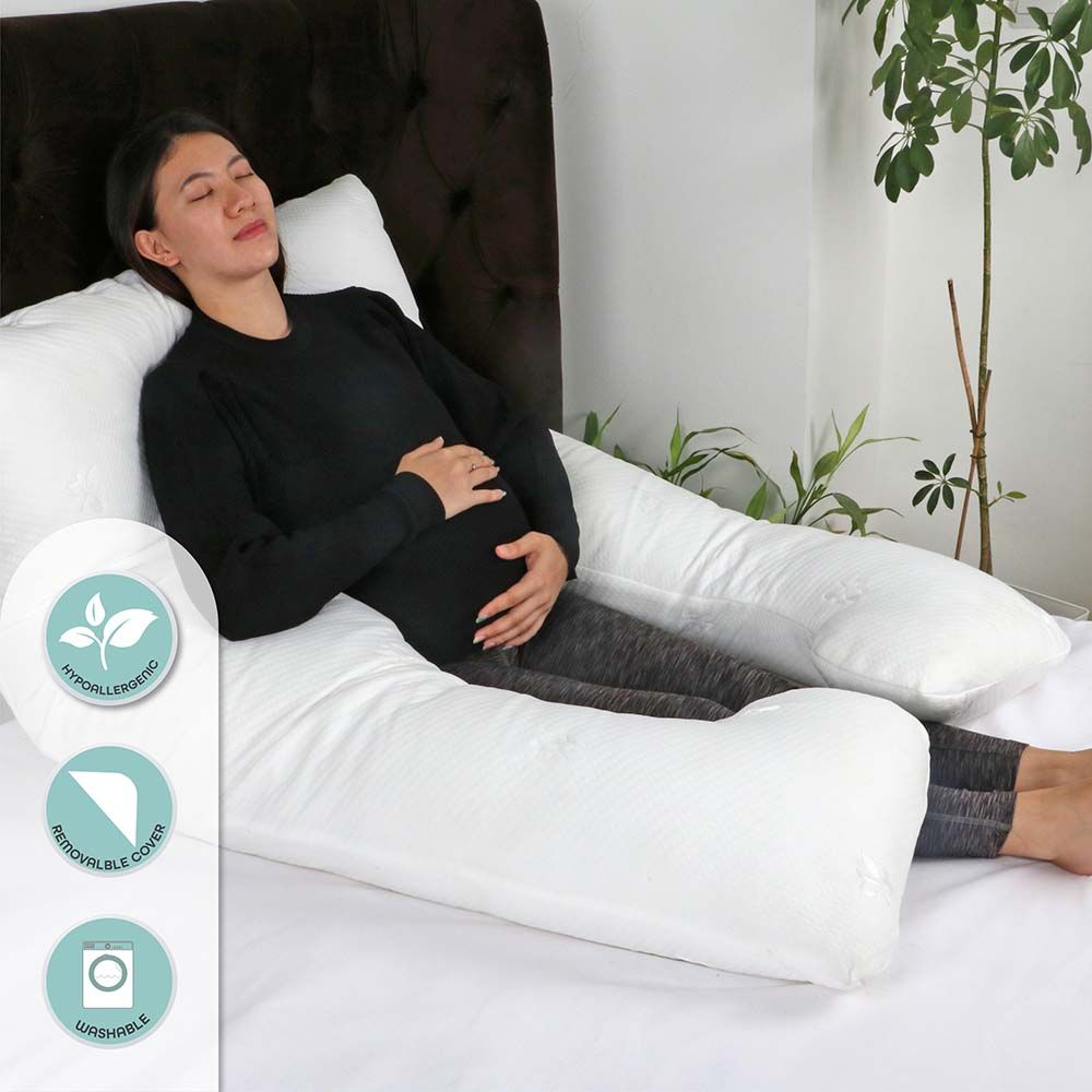 MOON - Full Body Pregnancy U-Shaped Pillow - White