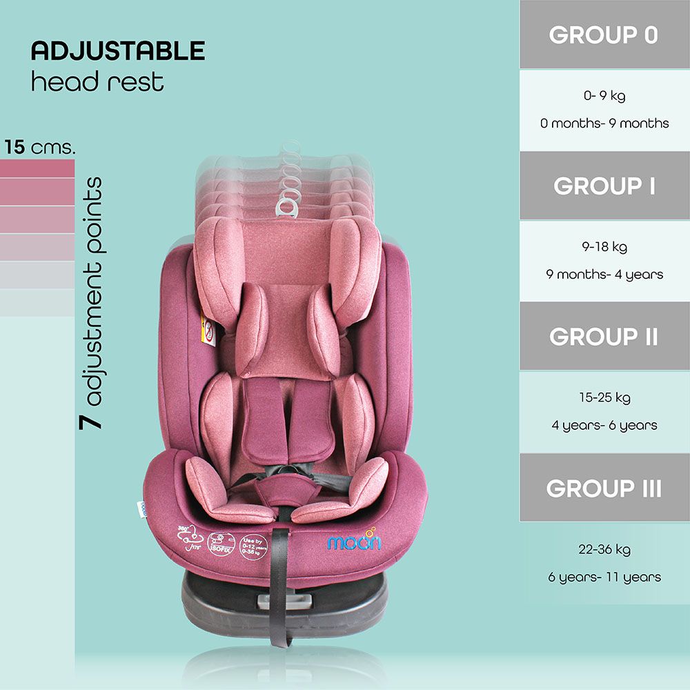 MOON - Rover Baby Car seat Group:0+/I/II/III - Pink