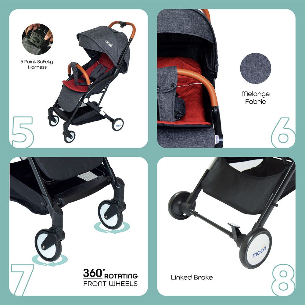 Moon Ritzi Travel Cabin Stroller - Black/Red 