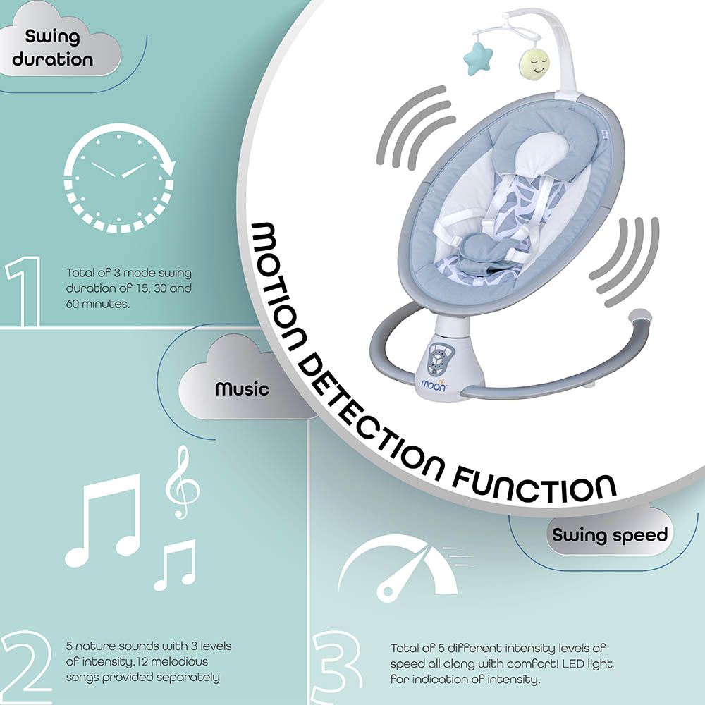 Moon - Musical Baby Electric Swing - Blue