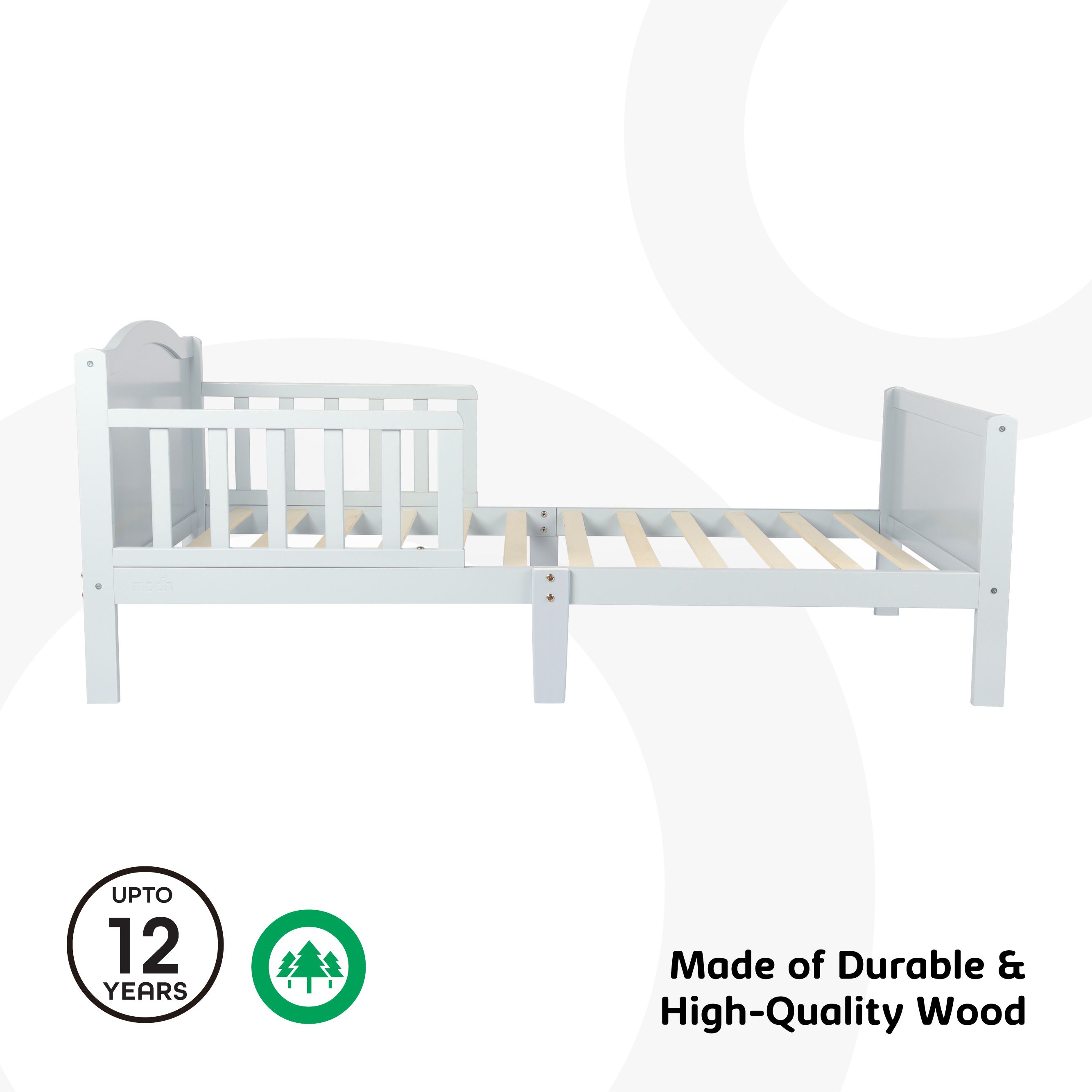 Moon - Wooden Toddler Bed 143x73x60 - Grey