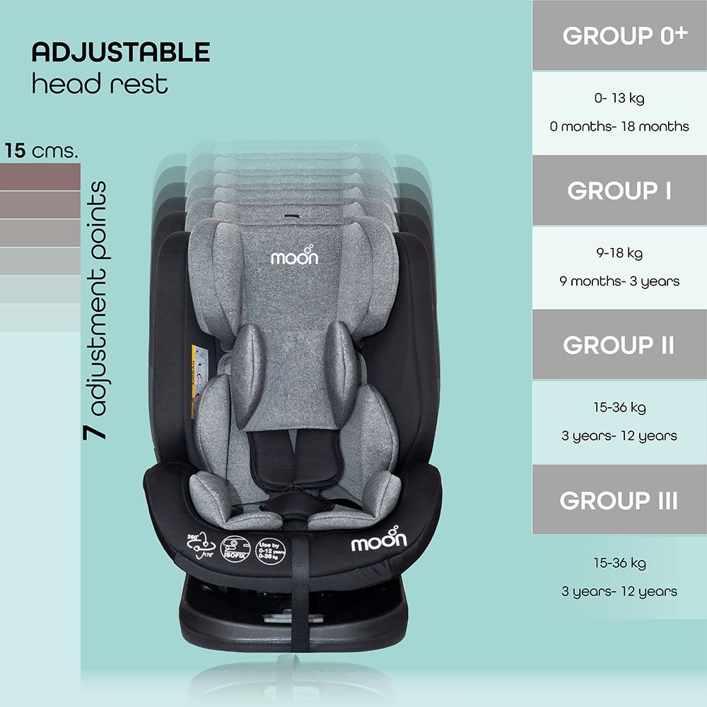 Moon - Rover Baby/Infant Car Seat 360 Degree Rotate - Black