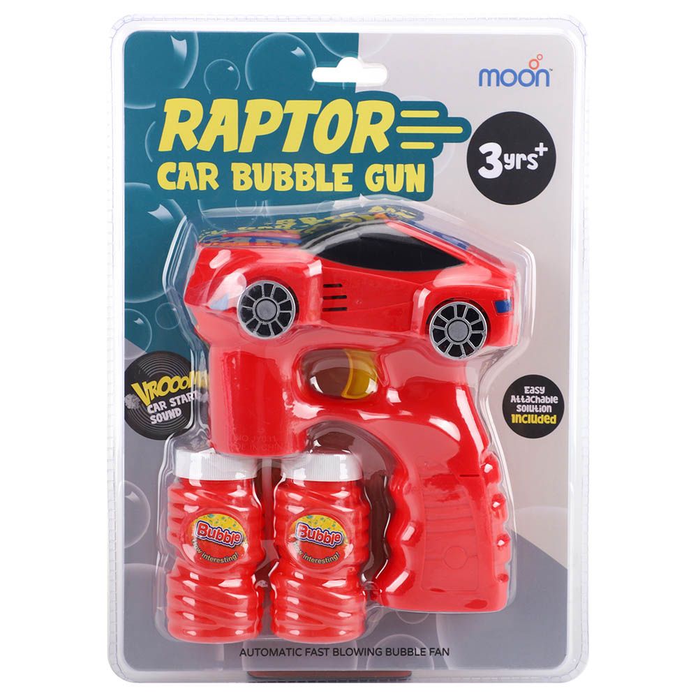 Moon - Raptor Bubble Gun Toy With Light And Music - Red