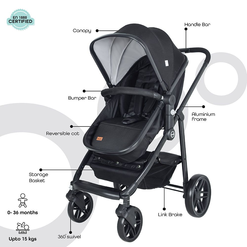 Moon - Tres 3-In-1 Travel System - Black