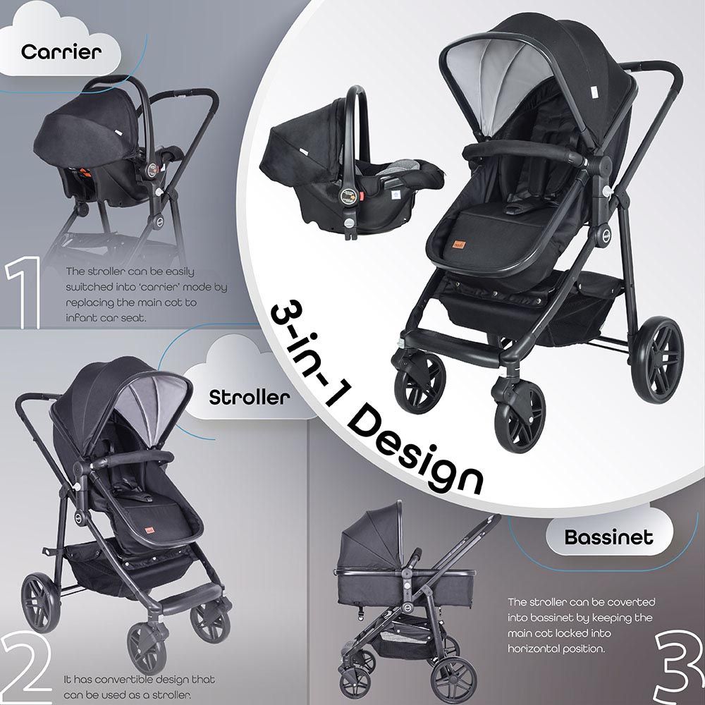 Moon - Tres 3-In-1 Travel System - Black