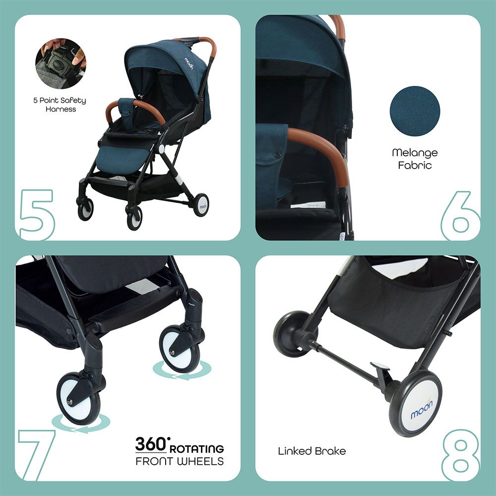 Moon - Ritzi Travel Cabin Stroller (up to 0-18kg)- Black/Blue Dots 
