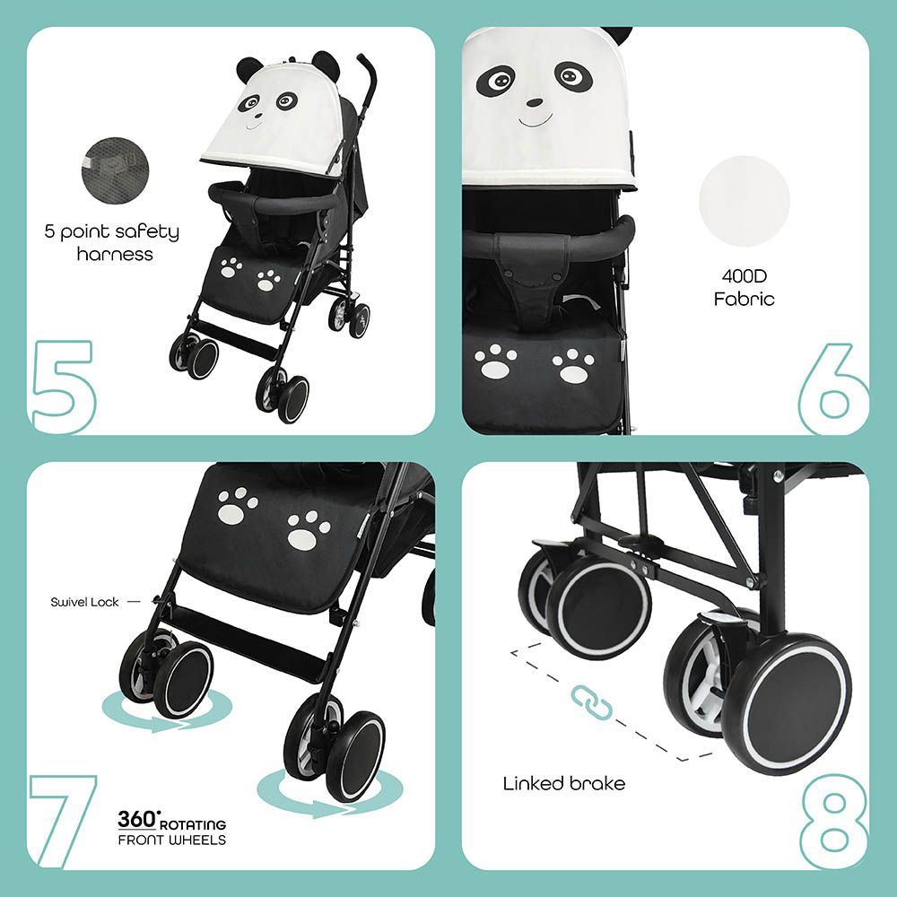 Moon - Safari Character Baby Umbrella Stroller - Panda