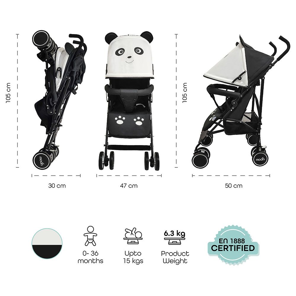 Moon - Safari Character Baby Umbrella Stroller - Panda