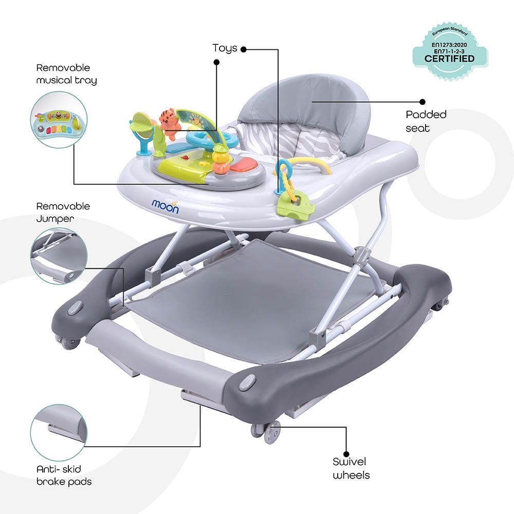 Moon - Crusie 4-in-1 Walker W/ Music Box - Grey