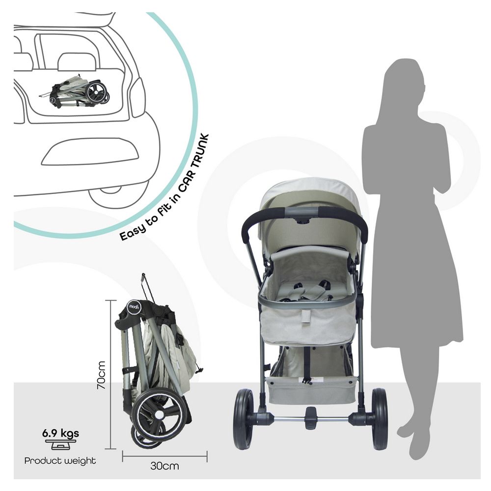 Moon - Pro 2-in-1 Stroller + Kary Me Diaper Bag - Light Grey