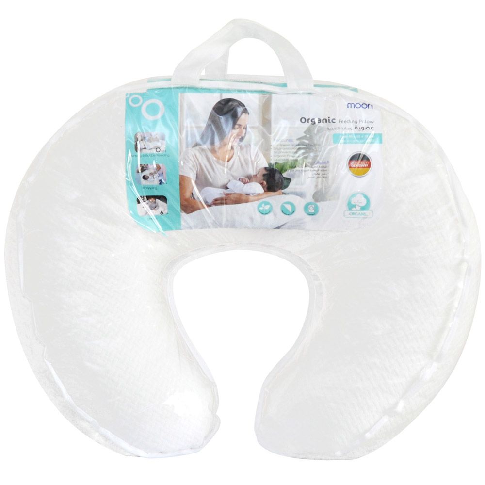 Moon - Organic Feeding/Baby Support Pillow - White