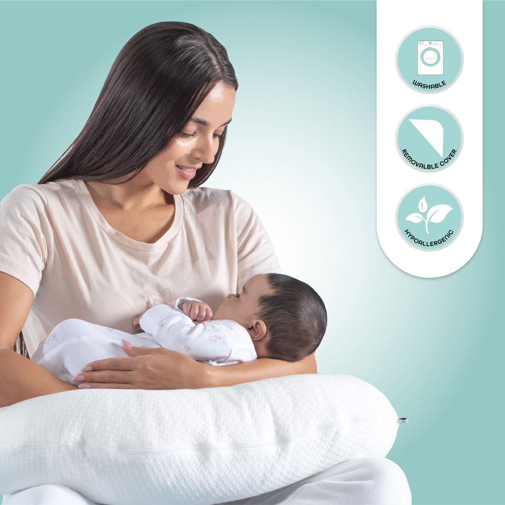 Moon - Organic Feeding/Baby Support Pillow - White