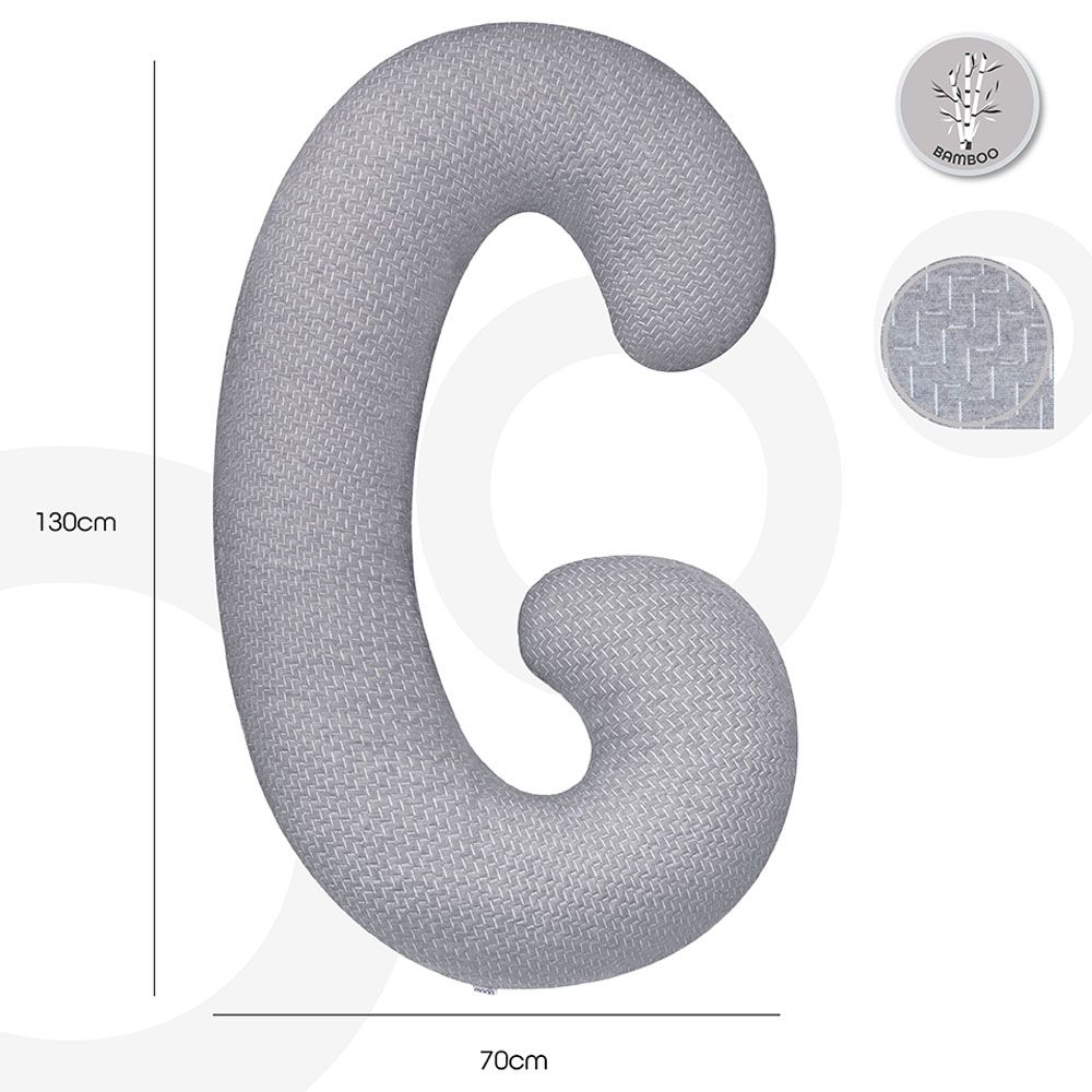 Moon - Bamboo Maternity C-Shape Pillow - Grey