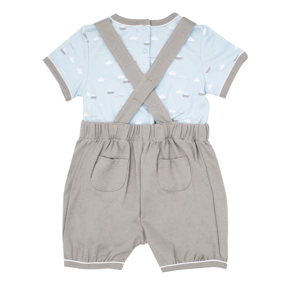 Moon - pc-Set - 100% Cotton T-Shirt & Dungaree - Little Boat