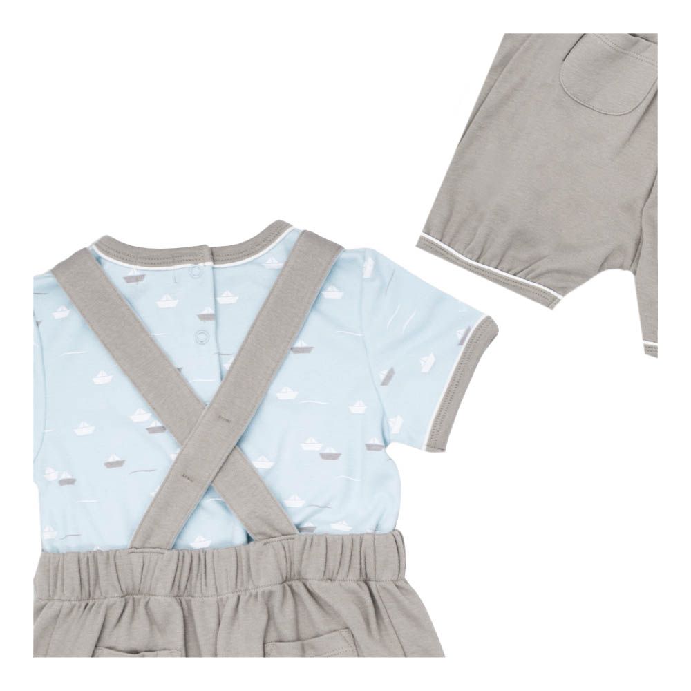 Moon - pc-Set - 100% Cotton T-Shirt & Dungaree - Little Boat