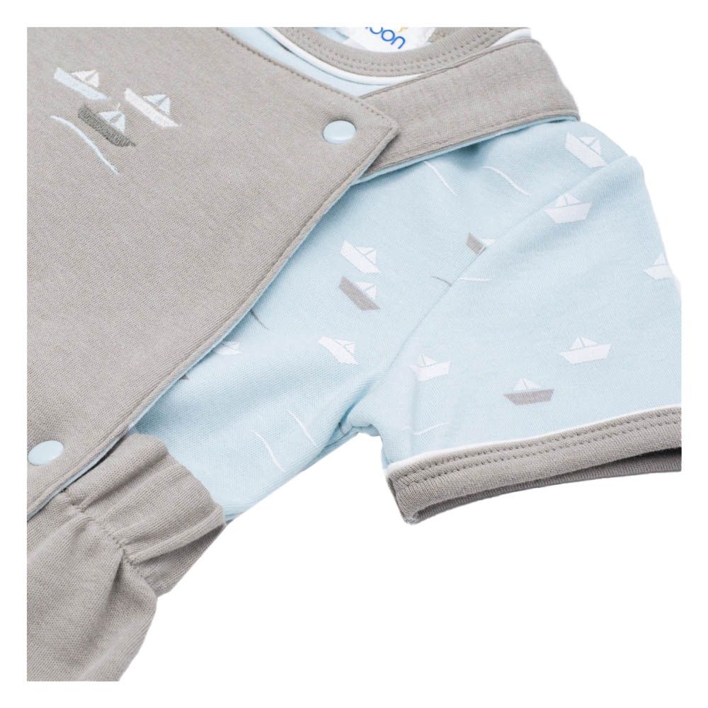 Moon - pc-Set - 100% Cotton T-Shirt & Dungaree - Little Boat