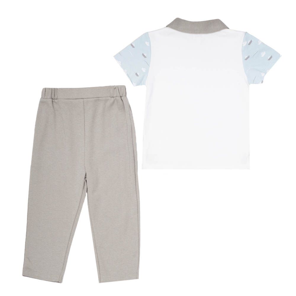 Moon - 2pc-Set - Polo T-Shirt & Long Pants - Little Boat