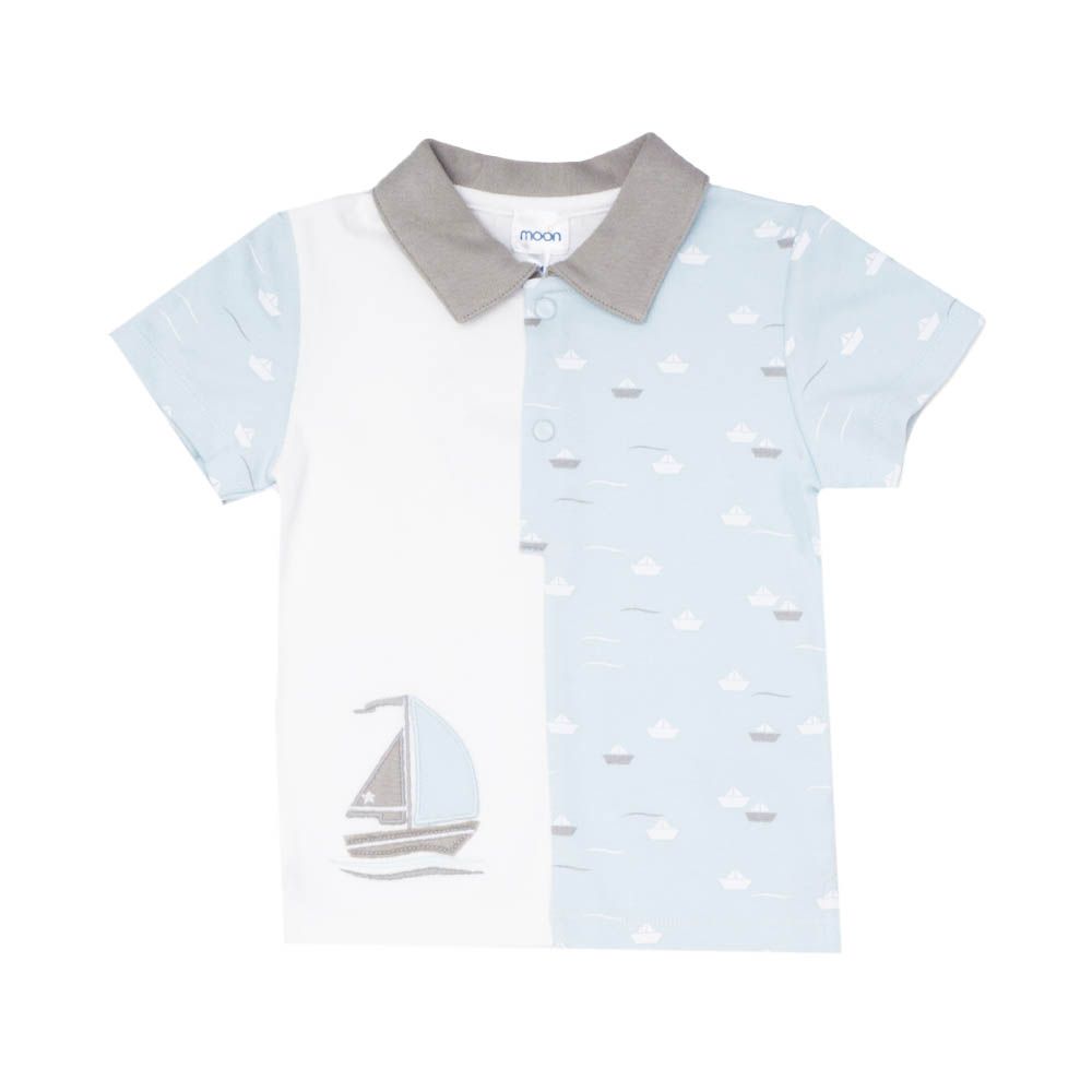 Moon - 2pc-Set - Polo T-Shirt & Long Pants - Little Boat