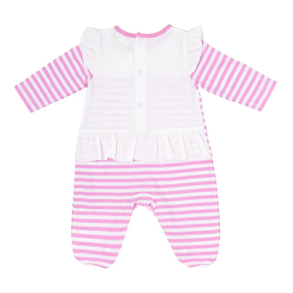 Moon - 100% Cotton Sleepsuit - Pink Stripes